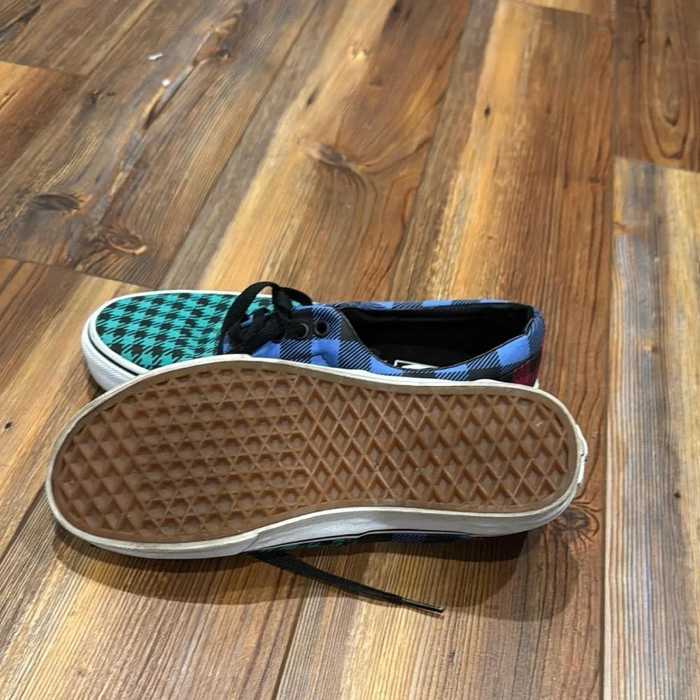 Vans Checkered Sneakers in Green, Blue, and Red